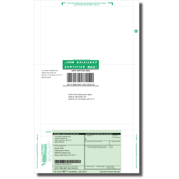 Certified Self Mailer With Return Receipt United Systems Of Arkansas 
